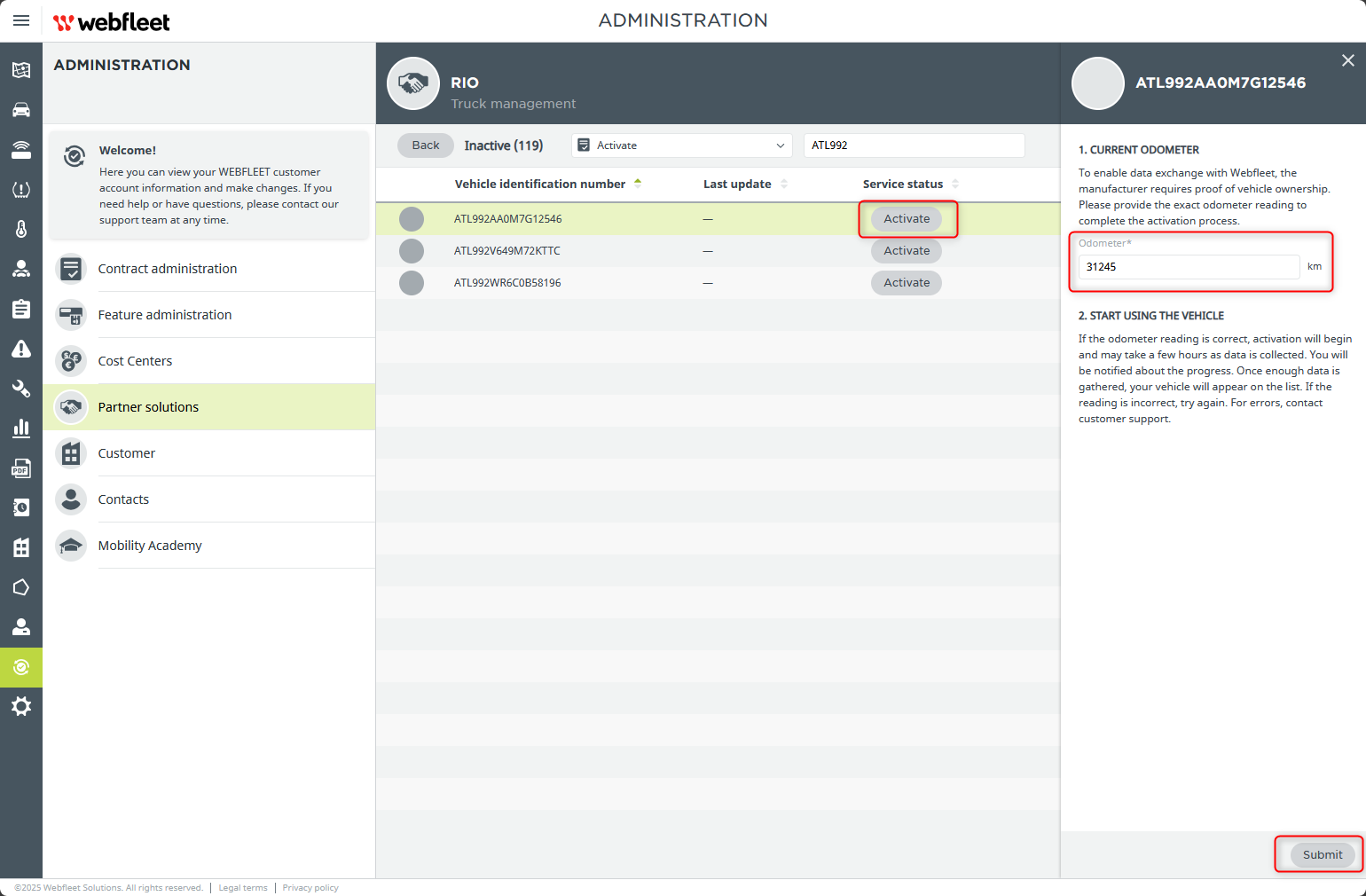 OEM.connect - Cómo activar vehículos RIO en Webfleet
