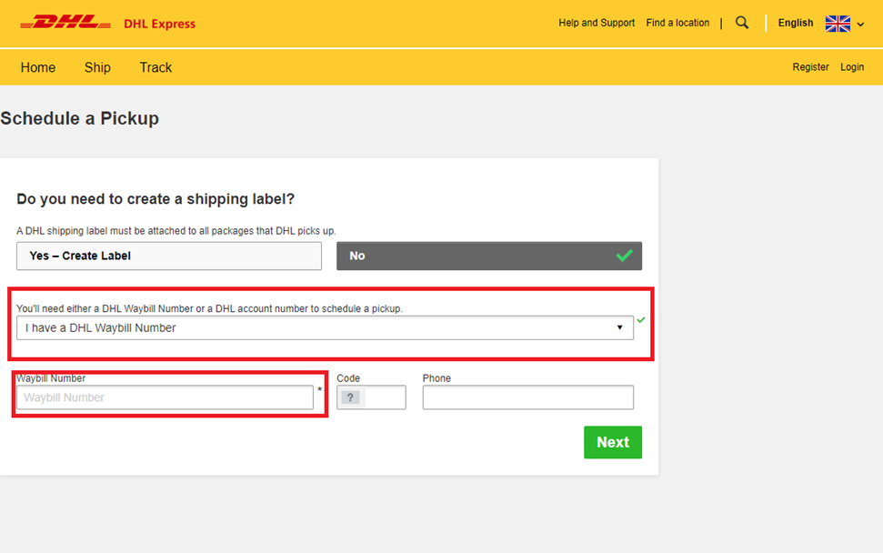 Once completed, DHL will come directly to your premises to collect the ...