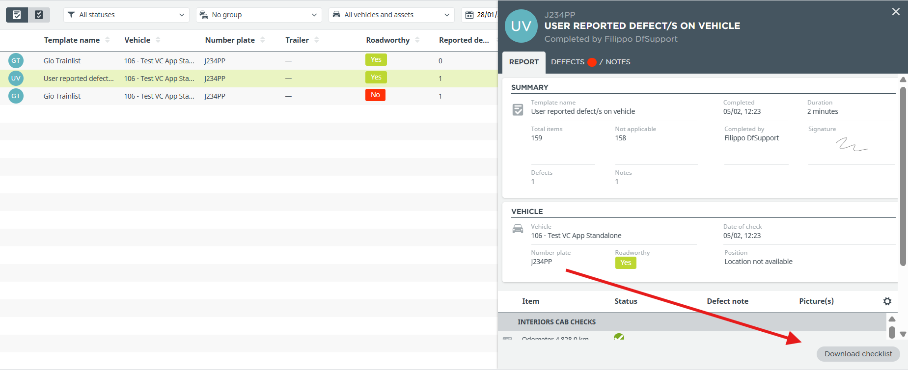 Webfleet Vehicle Check - Checklistmodule